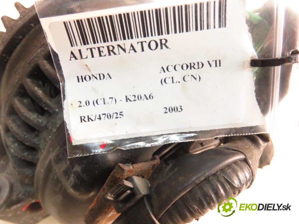 HONDA ACCORD VII (CL, CN) SEDAN 2003 114,00 2.0 (CL7) - K20A6 1998,00 Alternátor 1042103291 (Alternátor)