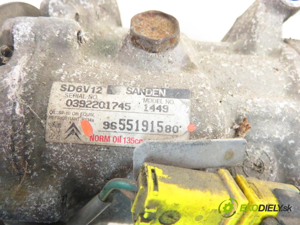 PEUGEOT 206 liftback (2A/C) HB 2007 50,00 1.4 HDi 8V 70 - 8HZ 1398,00 KOMPRESOR: klimatizace 9655191580 (Kompresor klimatizace)