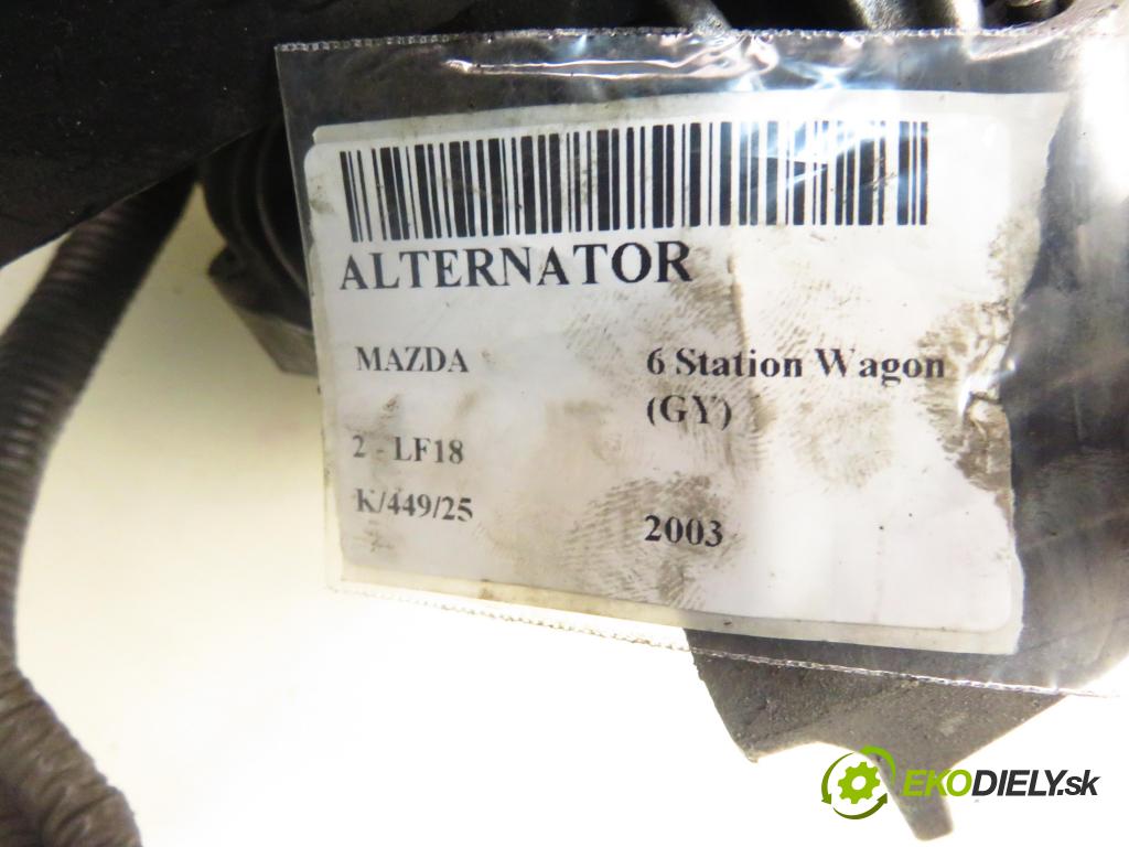 MAZDA 6 Station Wagon (GY) KOMBI 2003 104,00 2.0 16V 141 - LF18 1999,00 Alternátor  (Alternátor)