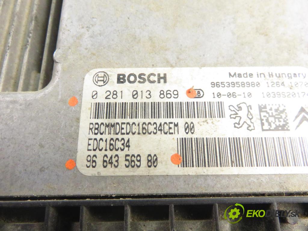 PEUGEOT EXPERT Skrzynia (VF3A_, VF3U_, VF3X_) FURGON 2010 66,00 1.6 HDi 90 16V - 9HU (DV6UTED4) 1560,00 Riadiaca jednotka Motor 0281013869 ; 9664356980