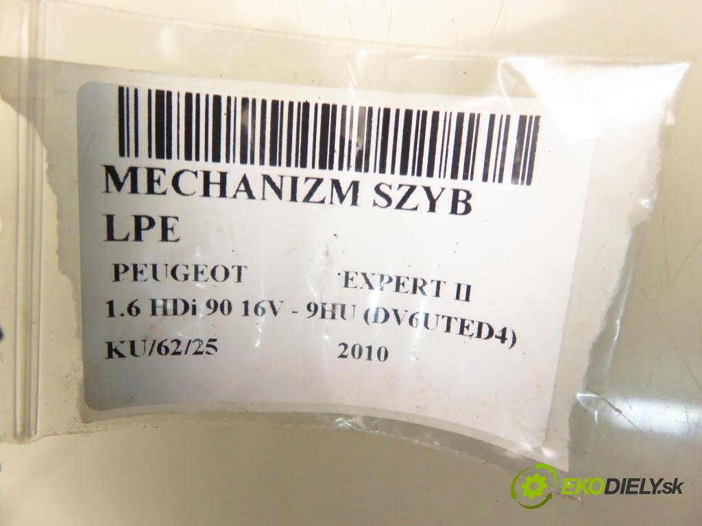 PEUGEOT EXPERT Skrzynia (VF3A_, VF3U_, VF3X_) FURGON 2010 66,00 1.6 HDi 90 16V - 9HU (DV6UTED4) 1560,00 mechanismus oken