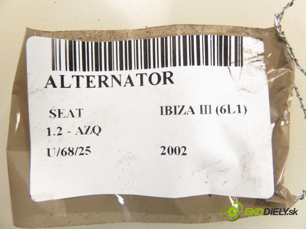 SEAT IBIZA III (6L1) HB 2002 47,00 1.2 12V - AZQ 1198,00 Alternátor 03D903025E (Alternátor)