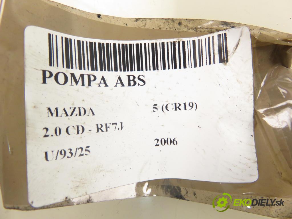 MAZDA 5 (CR19) MINIVAN 2006 105,00 2.0 MZR-CD 143 - RF7J 1998,00 Pumpa ABS 06210905973 (Pumpa ABS)