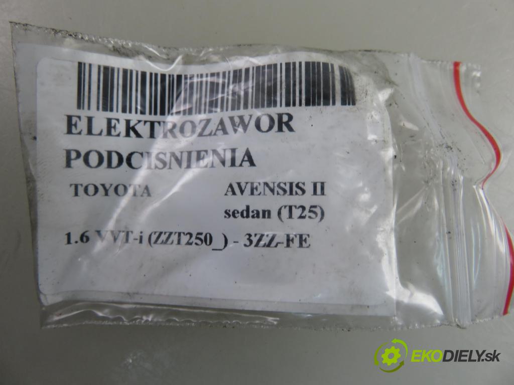 TOYOTA AVENSIS sedan (_T25_) SEDAN 2006 81,00 1.6 VVT-i (ZZT250_) 110 - 3ZZ-FE 1598,00 ELEKTROVENTIL: VAKUUM: 9008091231 ; HU1362002740
