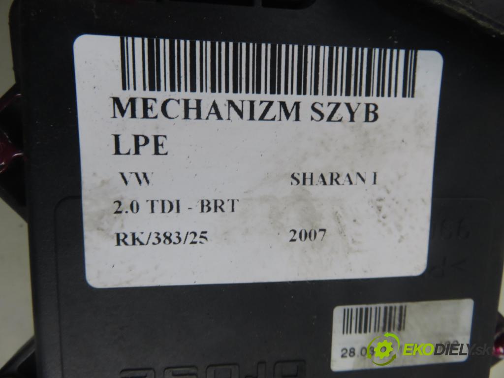 VW SHARAN (7M8, 7M9, 7M6) MINIVAN 2007 103,00 2.0 TDI - BRT 1968,00 mechanismus oken 7M3959801 ; YM2114A389AA