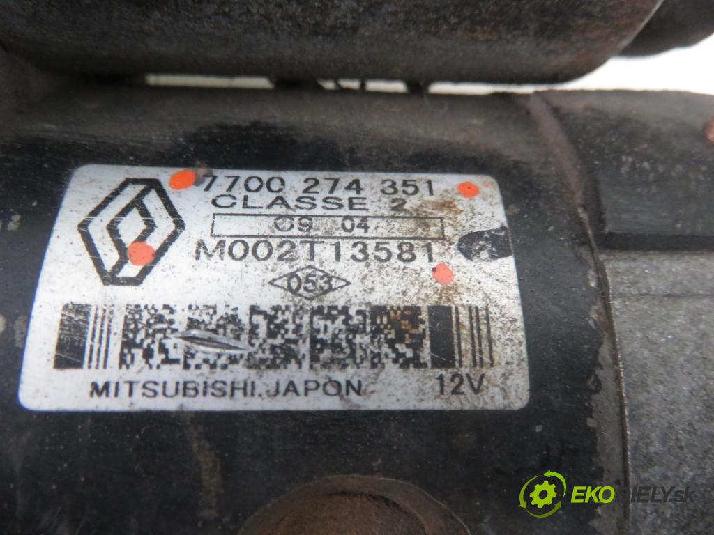 RENAULT KANGOO (KC0/1_) KOMBIVAN 1999 55,00 1.4 8V 75 - E7J 634 1390,00 Štartér 7700274351 ; M002T13581 (Štartér)
