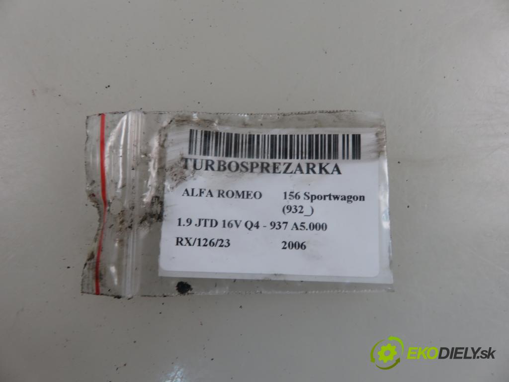 ALFA ROMEO 156 Sportwagon (932_) KOMBI 2006 110,00 1.9 JTD 16V Q4 - 937 A5.000 1910,00 Turbodúchadlo 55200925 (Turbodúchadlo (kompletné))
