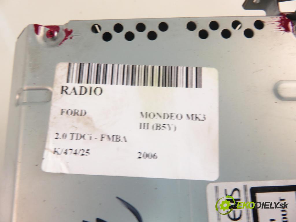 FORD MONDEO III (B5Y) LIFTBACK 2006 96,00 2.0 TDCi - FMBA 1998,00 RADIO 5S7T18B988AF ; 5S7T10E889AA