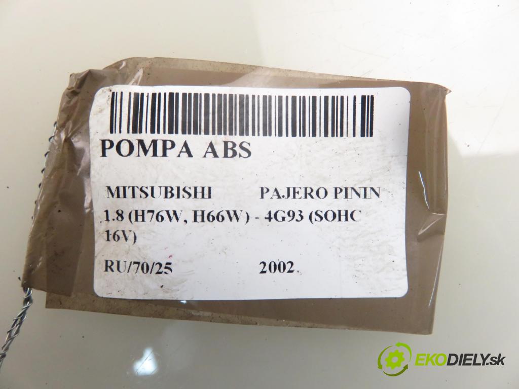 MITSUBISHI PAJERO PININ (H6_W, H7_W) SUV 2002 84,00 1.8 (H76W, H66W) - 4G93 (SOHC 16V) 1834,00 Pumpa ABS 13511019050 ; MR52724 (Pumpa ABS)