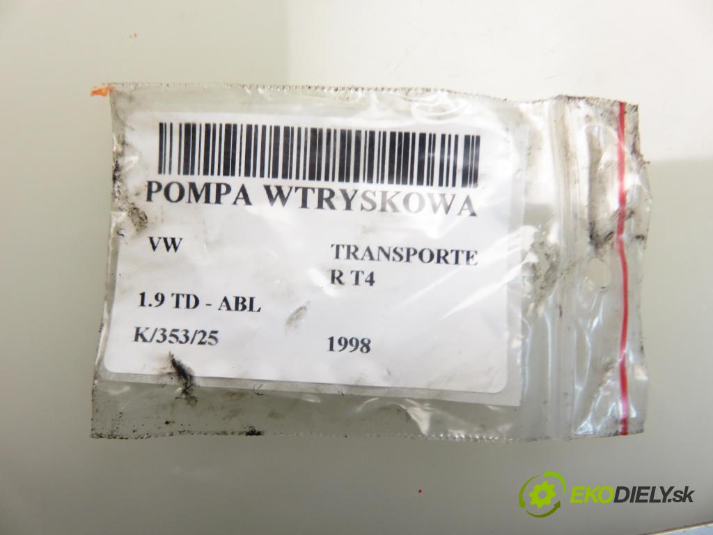 VW TRANSPORTER IV Skrzynia (70XA) FURGON 1998 50,00 1.9 TD 68 - ABL 1896,00 Pumpa vstrekovacia 0460494417 ; 028130115L (Vstrekovacie čerpadlo)