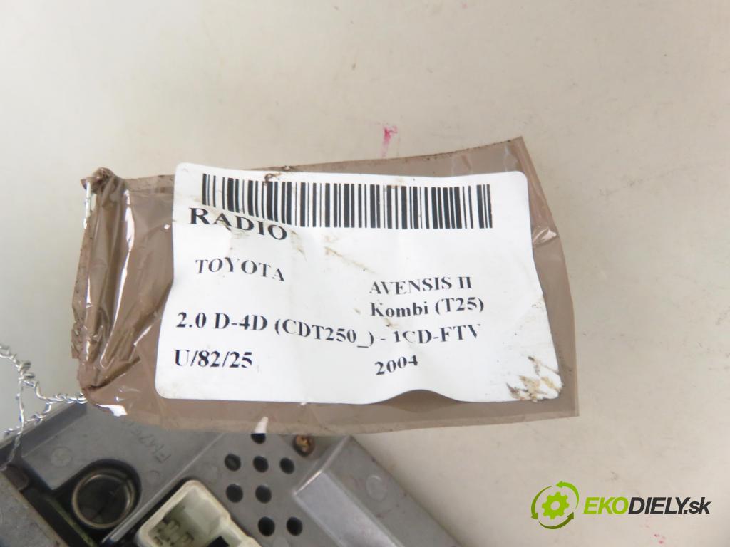 TOYOTA AVENSIS Kombi (_T25_) KOMBI 2004 85,00 2.0 D-4D 116 - 1CD-FTV 1995,00 RADIO 8612005080