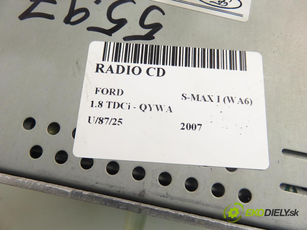 FORD S-MAX (WA6) MINIVAN 2007 92,00 1.8 TDCi 125 - QYWA 1753,00 RADIO CD 6M2T18C815BF