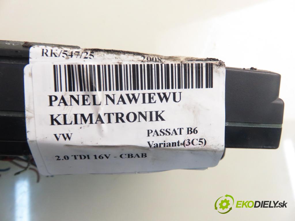 VW PASSAT B6 Variant (3C5) KOMBI 2008 103,00 2.0 TDI CR 16V 140 - CBAB 1968,00 Panel kúrenia KLIMATRONIK 3C0907044DA ; 5HB01010621