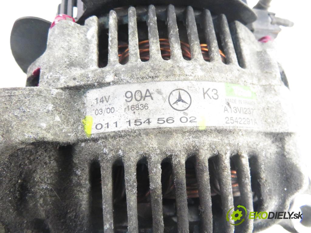 MERCEDES-BENZ KLASA A (W168) HB 2000 75,00 1.6 102 A 160  M 166.960 1598,00 Alternátor 0111545602 (Alternátor)