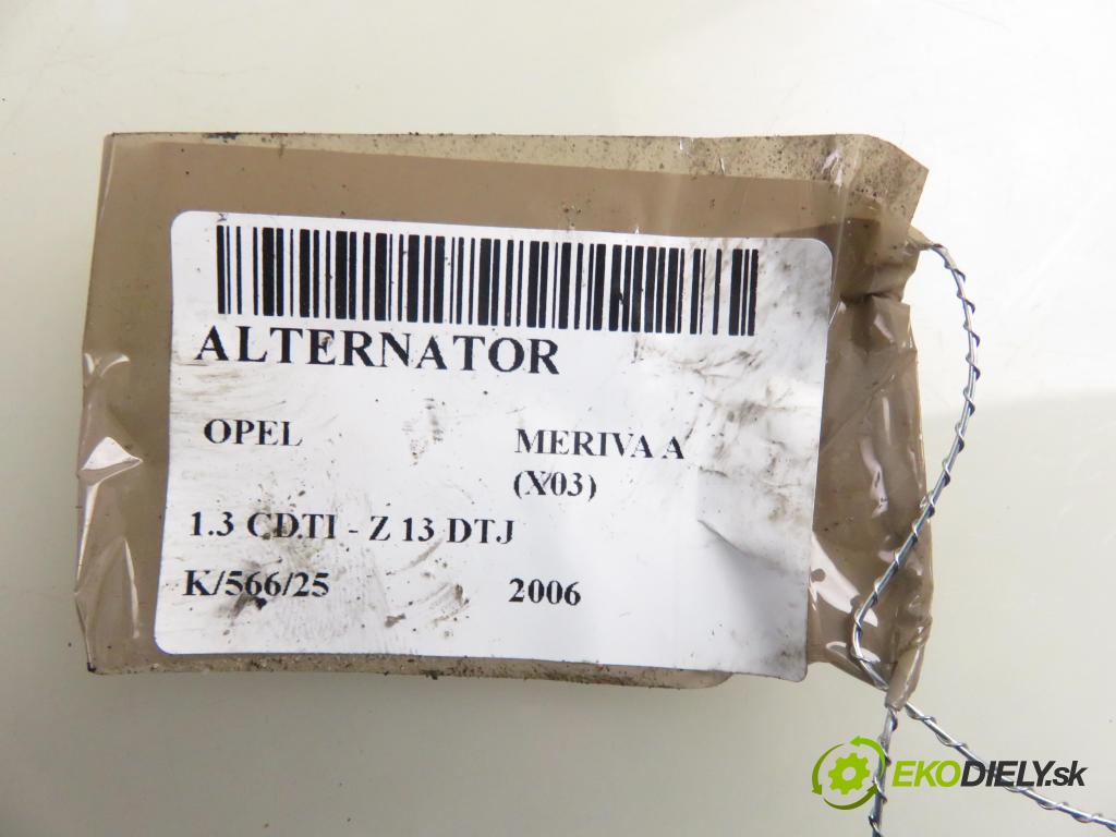 OPEL MERIVA A nadwozie wielkoprzestrzenne (MPV) (X03) HB 2006 55,00 1.3 CDTI - Z 13 DTJ 1248,00 Alternátor 13117279YQ (Alternátor)