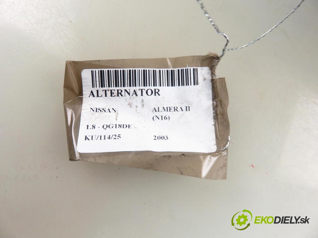 NISSAN ALMERA II Hatchback (N16) HB 2003 85,00 1.8 - QG18DE 1769,00 Alternátor 23100BU010 ; LR180762 (Alternátor)