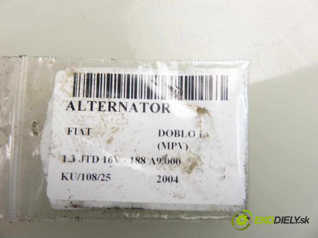 FIAT DOBLO nadwozie wielkoprzestrzenne (MPV) (119_, 223_) KOMBIVAN 2004 51,00 1.3 JTD 16V - 188 A9.000 1248,00 Alternátor 46823546 (Alternátor)