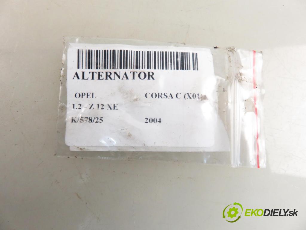 OPEL CORSA C (X01) HB 2004 55,00 1.2 16V 75 - Z 12 XE 1199,00 Alternátor 0124225041 ; 24437119 (Alternátor)
