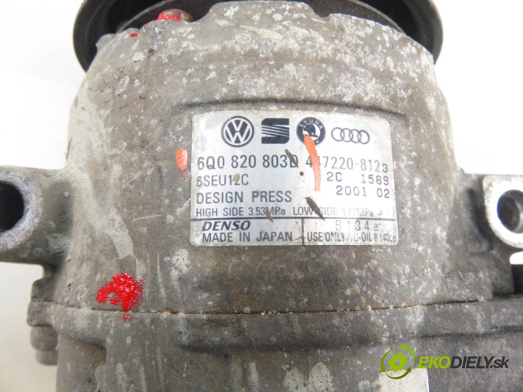 SKODA FABIA I Combi (6Y5) KOMBI 2004 55,00 1.4 16V - AUA 1390,00 KOMPRESOR: klimatizace 6Q0820803D (Kompresory)