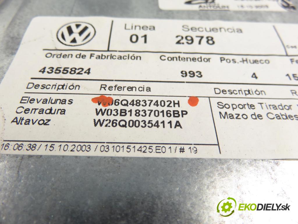 VW POLO (9N_) HB 2004 47,00 1.2 12V 64 - AZQ 1198,00 mechanismus oken PPE 6Q2959801A ; 6Q4837402H