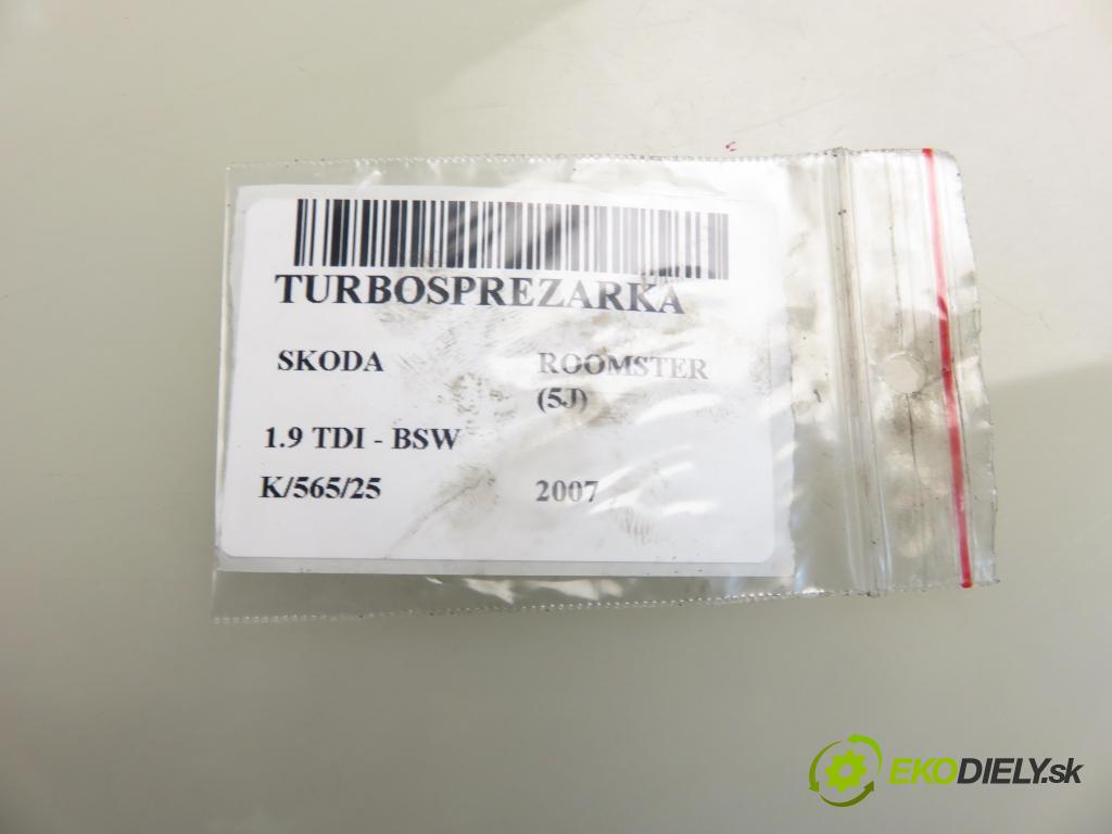 SKODA ROOMSTER (5J) KOMBIVAN 2007 77,00 1.9 TDI - BSW 1896,00 Turbodúchadlo 038253014B (Turbodúchadlo (kompletné))
