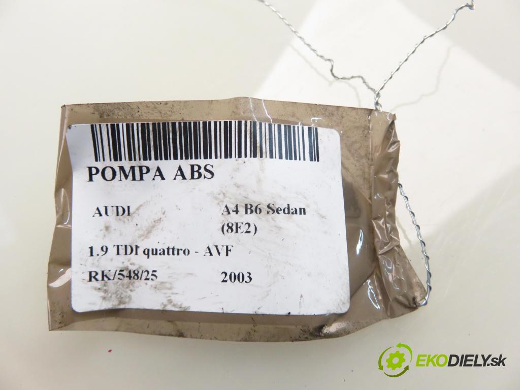 AUDI A4 (8E2, B6) SEDAN 2003 96,00 1.9 TDI quattro - AVF 1896,00 pumpa ABS 8E0614517A ; 0265950012 ; 0265225045 (Pumpy brzdové)