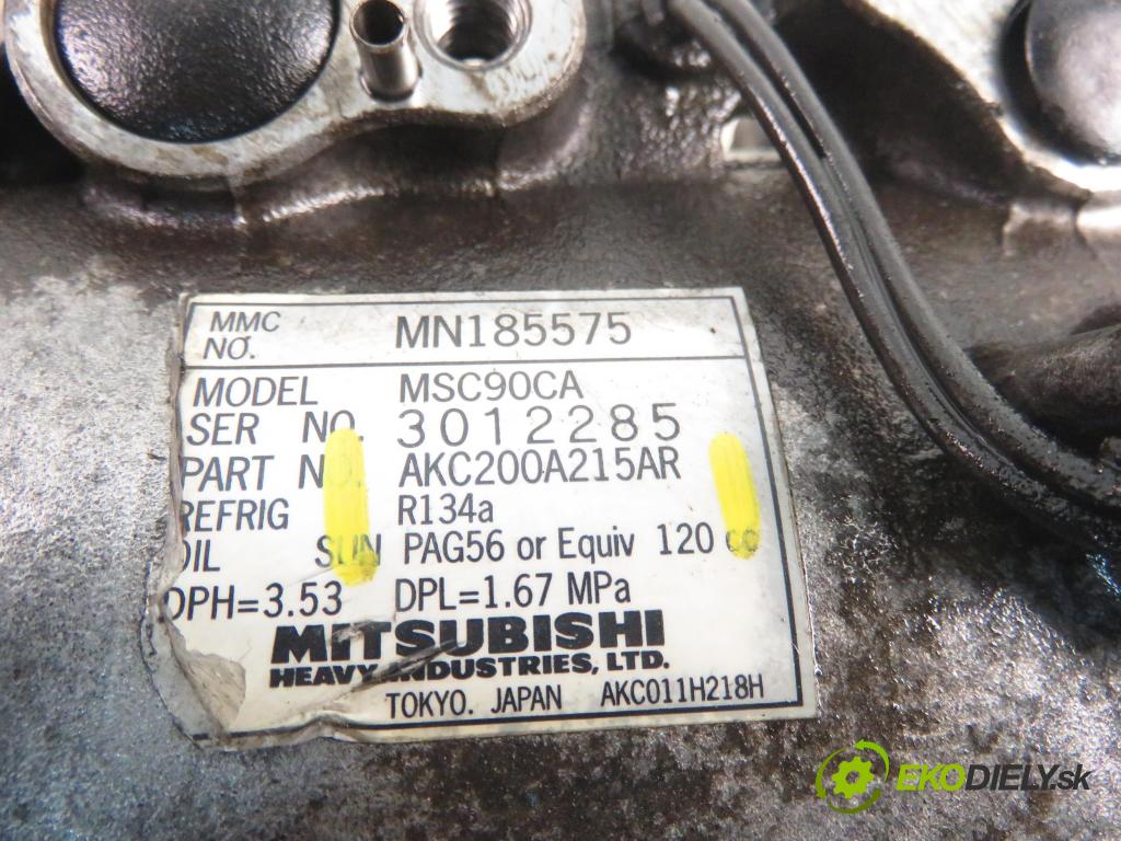 MITSUBISHI OUTLANDER I (CU_W) SUV 2004 100,00 2.0 (CU2W) - 4G63 (DOHC 16V) 1997,00 KOMPRESOR: klimatizace AKC200A215AR (Kompresory)