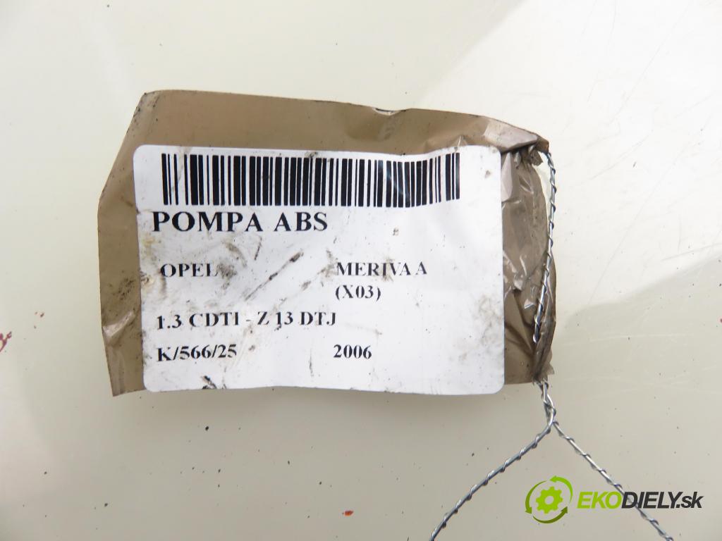 OPEL MERIVA A nadwozie wielkoprzestrzenne (MPV) (X03) HB 2006 55,00 1.3 CDTI - Z 13 DTJ 1248,00 pumpa ABS 0265950475 ; 13212935 ; 0265234339 (Pumpy brzdové)