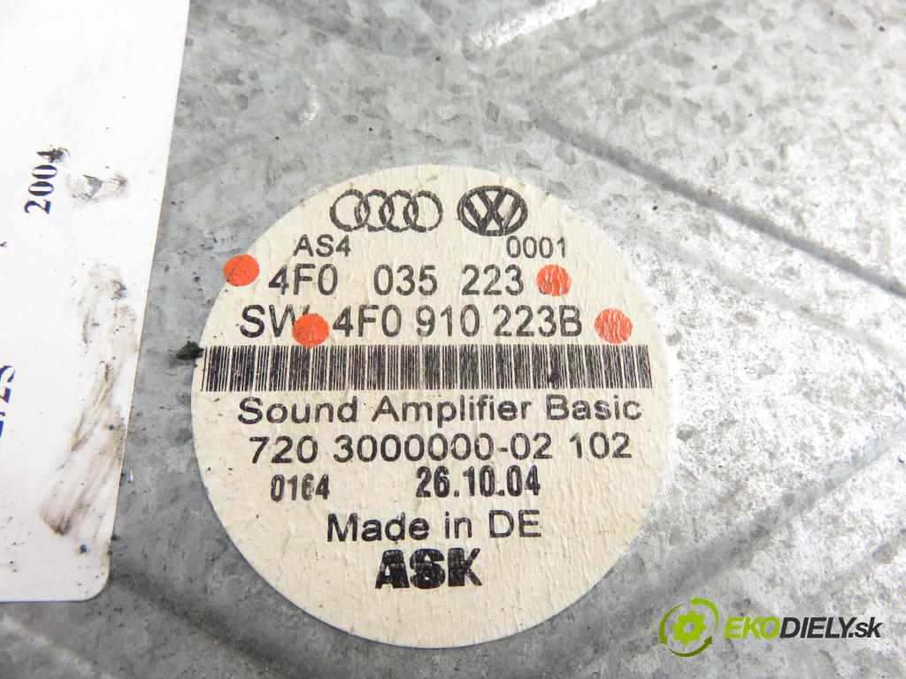 AUDI A6 (4F2, C6) SEDAN 2004 165,00 3.0 TDI quattro - BMK 2967,00 zesilovač 4F0035223 ; 4F0910223B (Zesilovače)