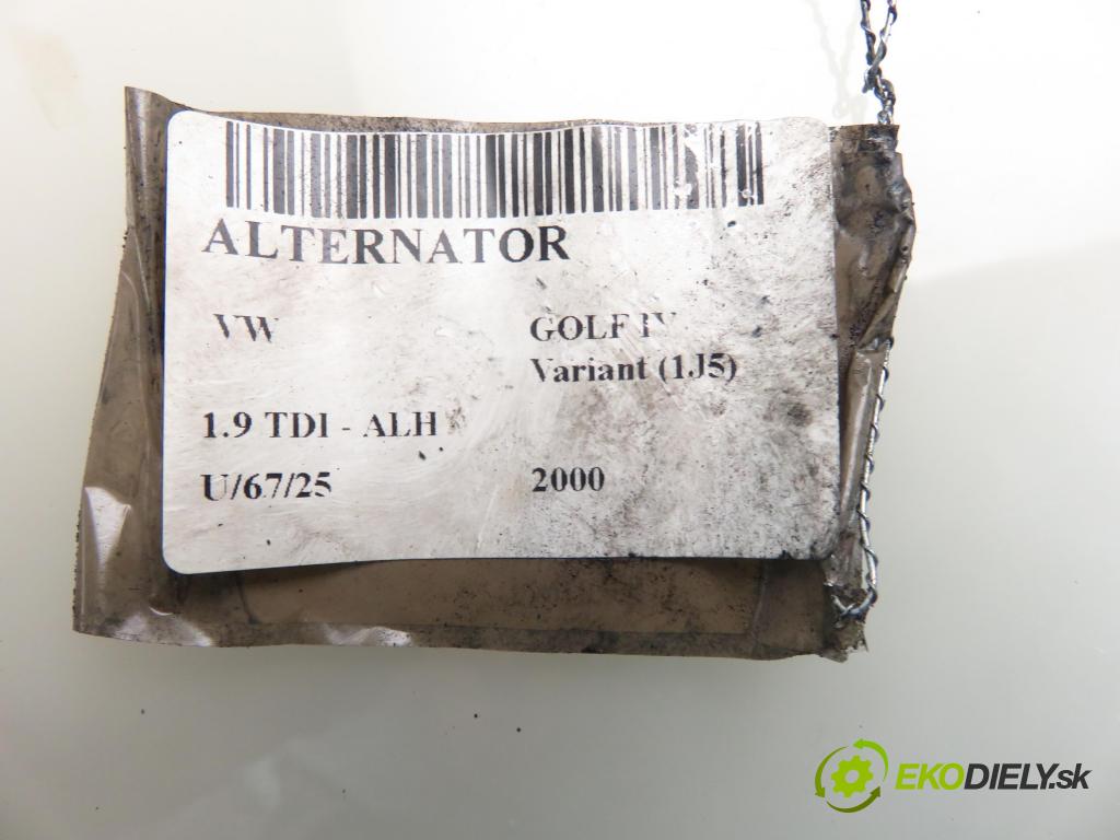 VW GOLF IV Variant (1J5) KOMBI 2000 66,00 1.9 TDI 90 - ALH 1896,00 Alternátor  (Alternátor)
