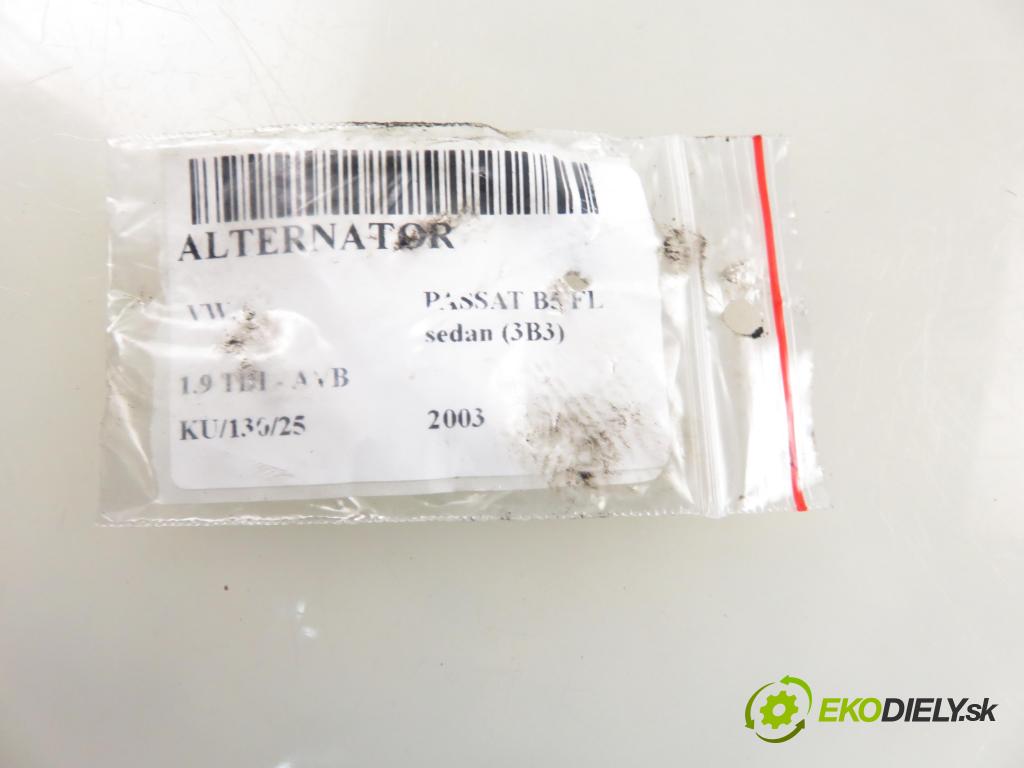 VW PASSAT B5.5 (3B3) SEDAN 2003 74,00 1.9 TDI PD 101 - AVB 1896,00 Alternátor 028903031 ; 0124515083 (Alternátor)