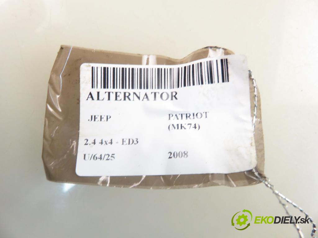 JEEP PATRIOT (MK74) SUV 2008 125,00 2.4 4x4 - DOHC 16V Dual VVT (ED3) 2360,00 Alternátor  (Alternátor)