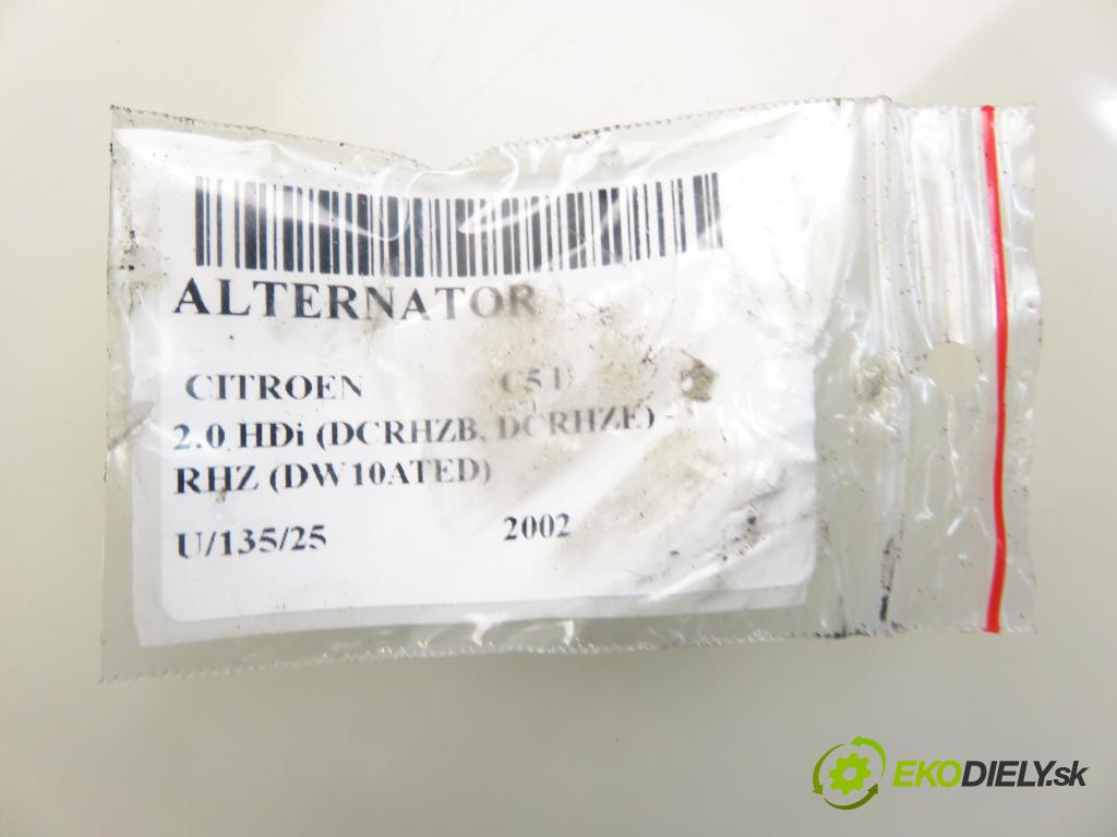 CITROEN C5 I (DC_) LIFTBACK 2002 80,00 2.0 HDi (DCRHZB, DCRHZE) - RHZ (DW10ATED) 1997,00 Alternátor CA1509IR (Alternátor)