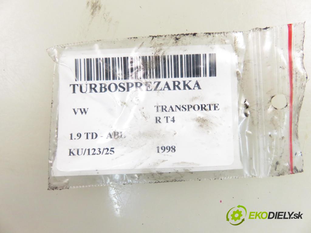 VW TRANSPORTER IV Skrzynia (70XA) FURGON 1998 50,00 1.9 TD 68 - ABL 1896,00 RYCHLONABÍJEČKA: 028145701L (Turbodúchadla (kompletní))