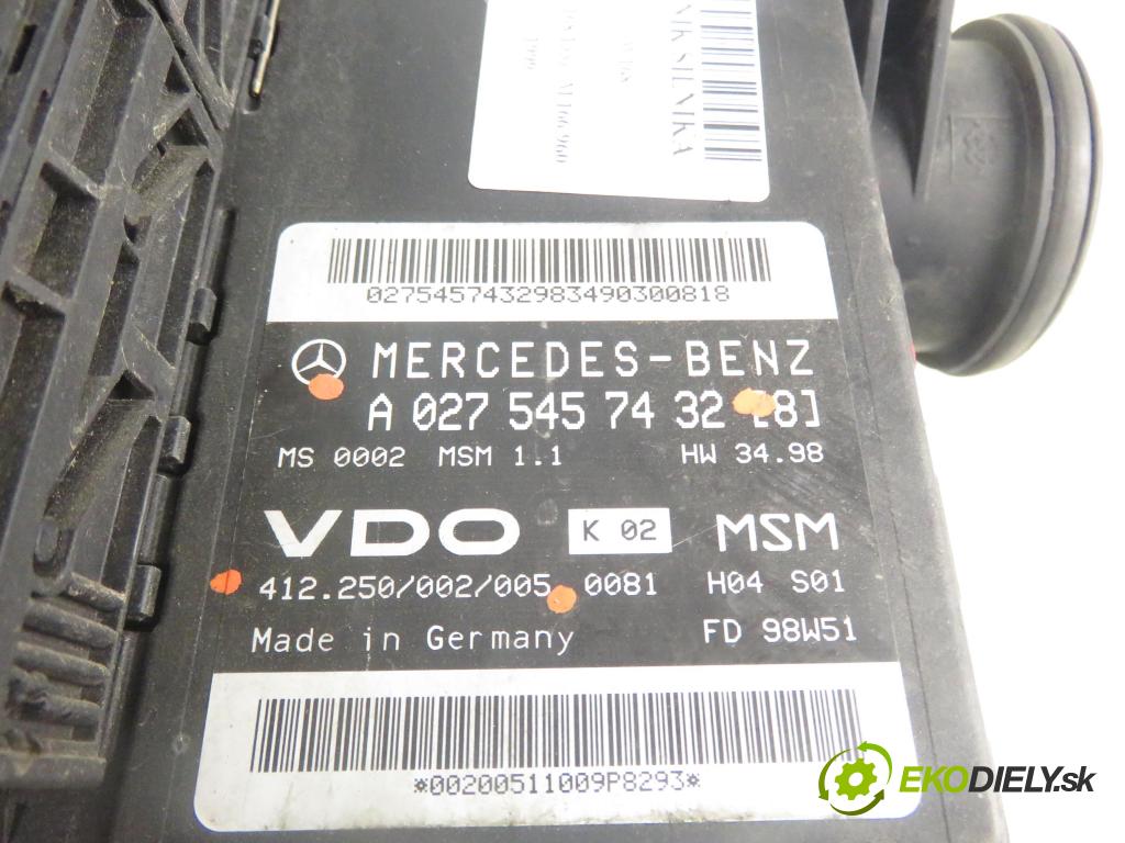 MERCEDES-BENZ KLASA A (W168) HB 1999 75,00 1.6 102 A 160  M 166.960 1598,00 Riadiaca jednotka Motor A0275457432 ; 412250002005