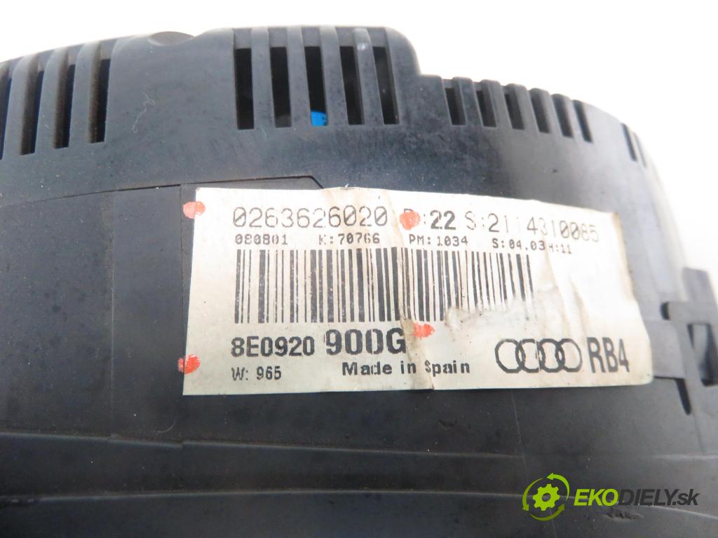 AUDI A4 Avant (8E5, B6) KOMBI 2002 96,00 1.9 TDI - AWX 1896,00 Prístrojovka elektrický 8E0920900G ; 0263626020
