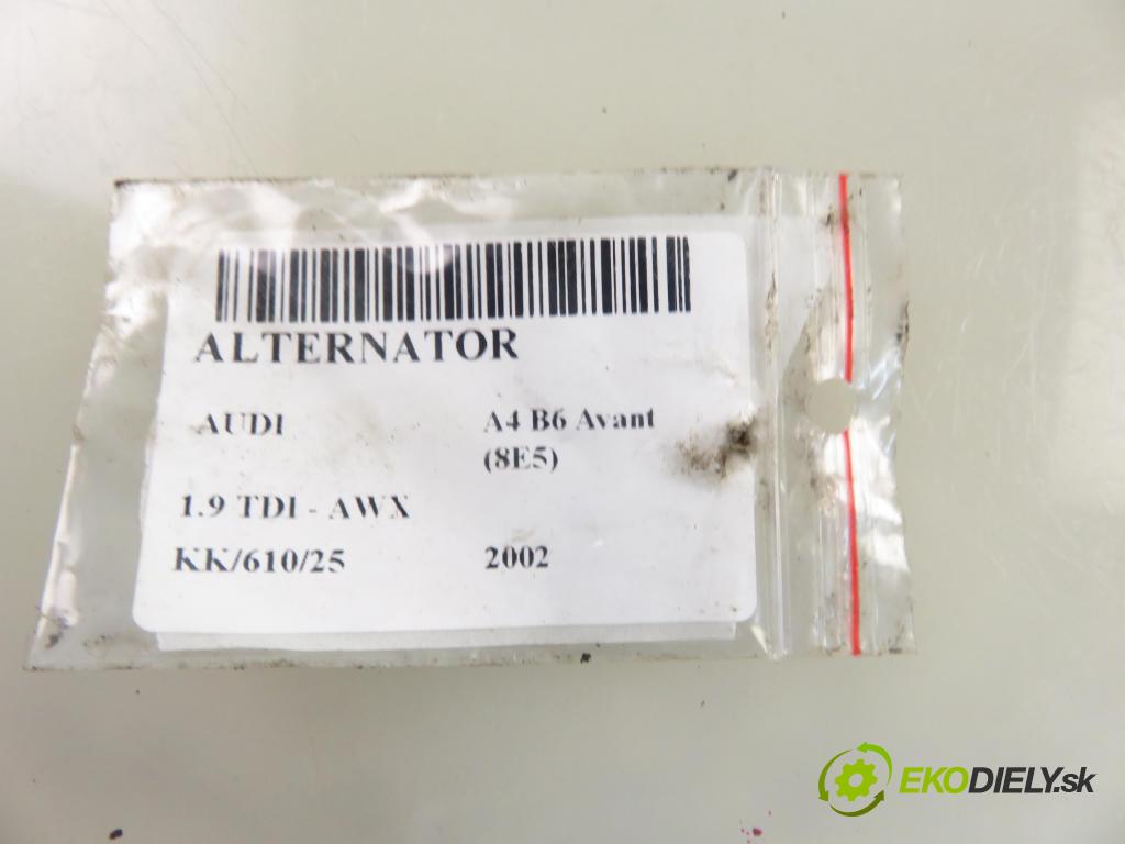 AUDI A4 Avant (8E5, B6) KOMBI 2002 96,00 1.9 TDI - AWX 1896,00 Alternátor 028903029Q ; 0124525010 (Alternátor)