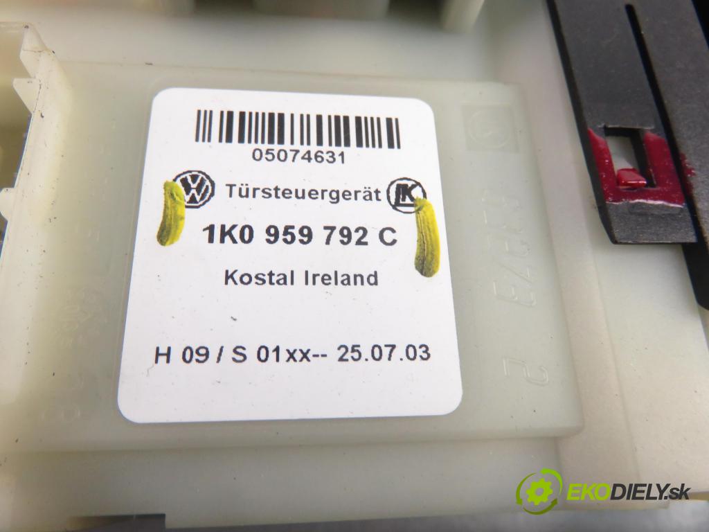 VW TOURAN (1T1, 1T2) MINIVAN 2003 74,00 1.9 TDI PD 100 - AVQ 1896,00 mechanismus oken PPE 1T0837756L ; 1T0959702 ; 1K0959792C
