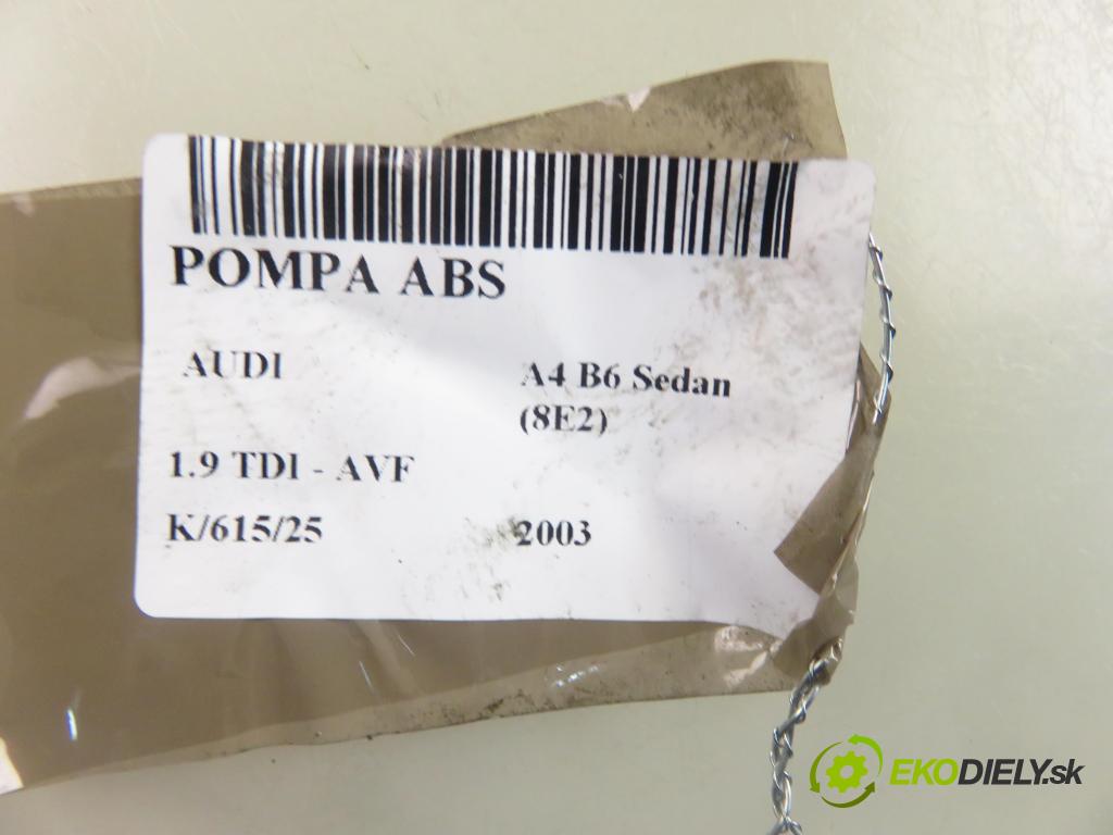 AUDI A4 (8E2, B6) SEDAN 2003 96,00 1.9 TDI PD 130 1896,00 pumpa ABS 0265950011 ; 0265225048 (Pumpy brzdové)