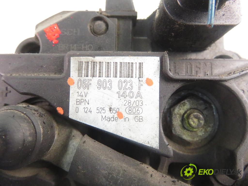 AUDI A4 (8E2, B6) SEDAN 2003 96,00 1.9 TDI PD 130 1896,00 Alternátor 06F903023F ; 0124525050 (Alternátory)