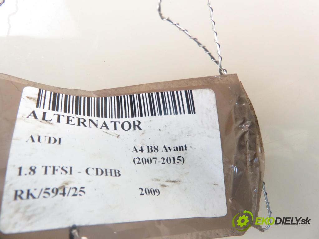 AUDI A4 Avant (8K5, B8) KOMBI 2009 118,00 1.8 TFSI - CDHB 1798,00 Alternátor 06H903016L ; 0124525113 (Alternátor)