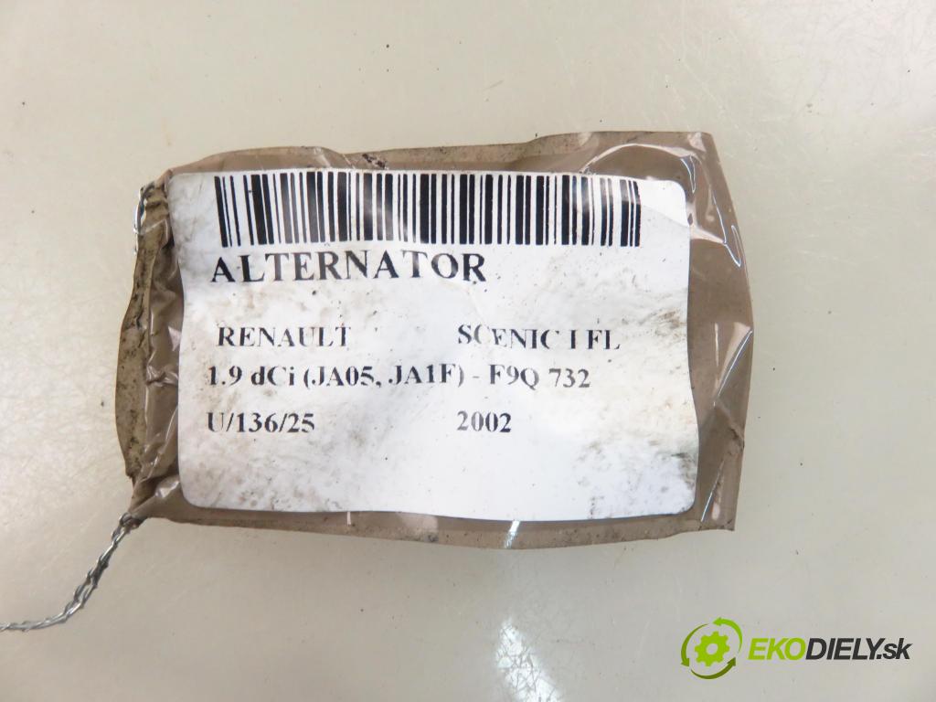 RENAULT SCENIC I (JA0/1_) MINIVAN 2002 75,00 1.9 dCi 102 - F9Q 732 1870,00 Alternátor 8200054588 (Alternátor)
