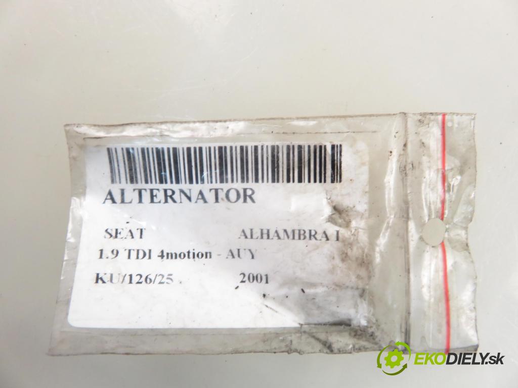 SEAT ALHAMBRA (7V8, 7V9) MINIVAN 2001 85,00 1.9 TDI PD 115 4motion 1896,00 Alternátor 028903030 ; 0124515117 (Alternátor)