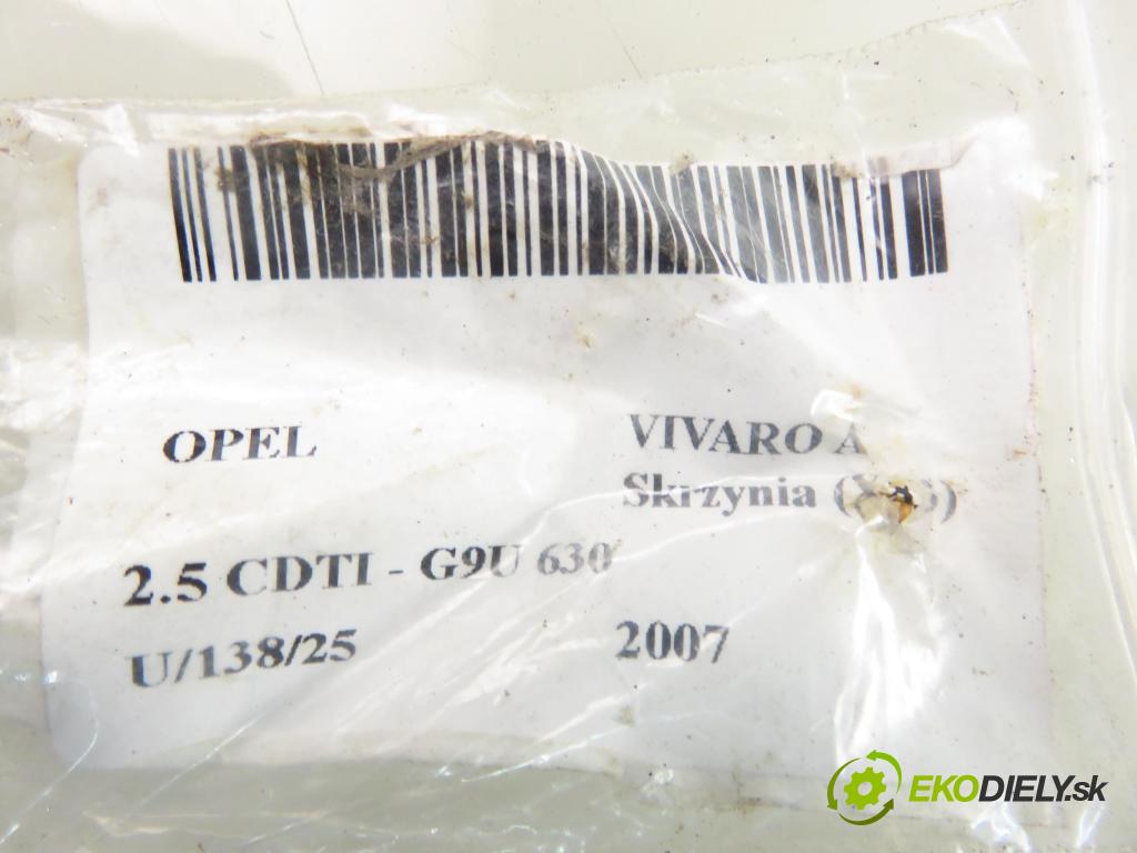 OPEL VIVARO A Skrzynia (X83) FURGON 2007 84,00 2.5 CDTI - G9U 630 2464,00 Tlmič pravé zadné 315865
