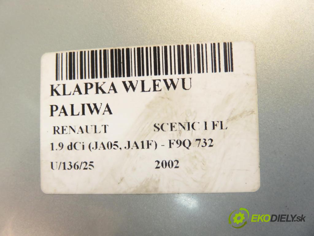 RENAULT SCENIC I (JA0/1_) MINIVAN 2002 75,00 1.9 dCi 102 - F9Q 732 1870,00 Dvierka nádrže paliva 7700428371 (Kľučka dverí ostatné)