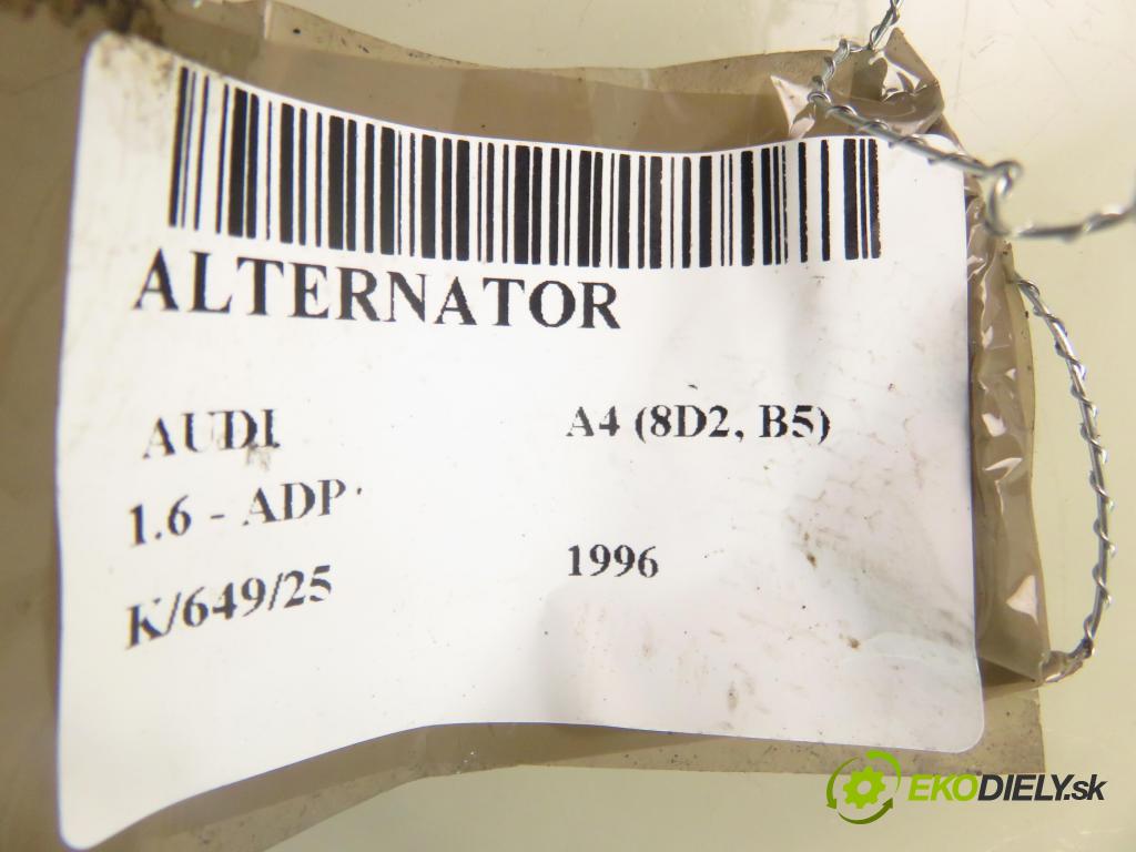 AUDI A4 (8D2, B5) SEDAN 1996 74,00 1.6 8V 100 - ADP 1595,00 Alternátor  (Alternátor)