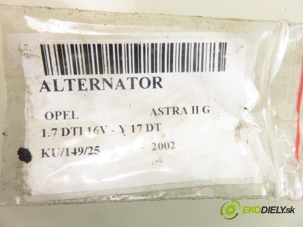 OPEL ASTRA G liftback (T98) HB 2002 55,00 1.7 DTI 16V - Y 17 DT 1686,00 Alternátor  (Alternátory)