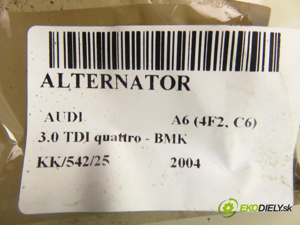 AUDI A6 (4F2, C6) SEDAN 2004 165,00 3.0 TDI quattro - BMK 2967,00 Alternátor A3160 (Alternátory)