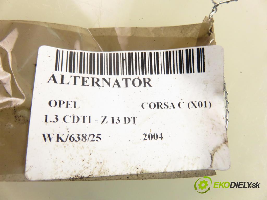 OPEL CORSA C (X01) HB 2004 51,00 1.3 CDTI - Z 13 DT 1248,00 Alternátor  (Alternátory)