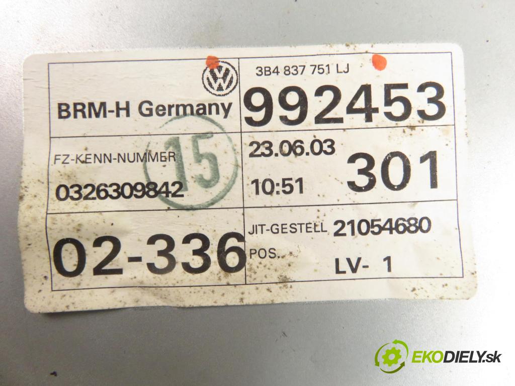 VW PASSAT B5.5 Variant (3B6) KOMBI 2003 96,00 1.9 TDI - AWX 1896,00 mechanismus oken 3B4837755D ; 3B4837751LJ
